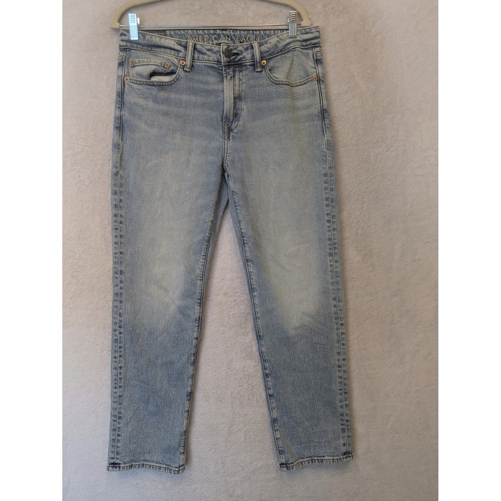 American Eagle Athletic Straight Jeans Men's 30x30 Light Wash Easyflex Stretch